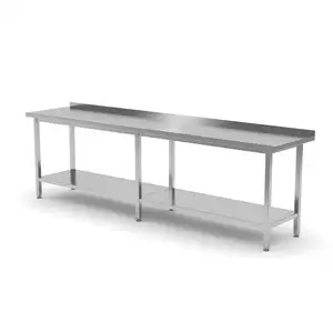 Stół przyścienny z półką, spawany, 2300x600x850 mm | TECHNICA, 1042360