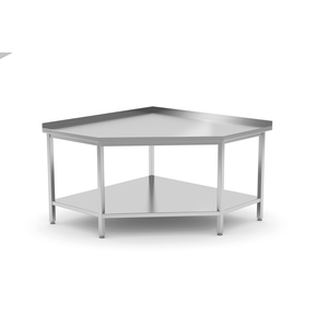 Stół przyścienny narożny z półką, spawany, 1000x1000x850 mm | TECHNICA, 1061010