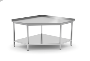 Stół przyścienny narożny z półką, spawany, 1000x1000x850 mm | TECHNICA, 1061010