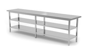 Stół centralny z dwiema półkami, spawany, 2200x700x850 mm | TECHNICA, 11322270