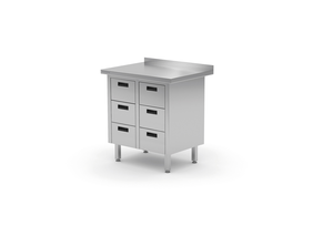 Stół przyścienny z blokiem sześciu szuflad 830x700x850 mm | TECHNICA, 12268370