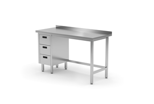 Stół przyścienny z blokiem trzech szuflad po lewej stronie 1500x600x850 mm | TECHNICA, 1243L1560