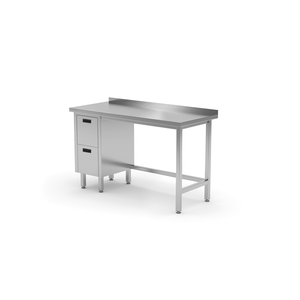 Stół przyścienny z blokiem dwóch szuflad po lewej stronie 1200x600x850 mm | TECHNICA, 124L1260