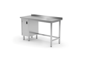 Stół przyścienny z szafką z drzwiami skrzydłowymi po lewej stronie 1000x600x850 mm | TECHNICA, 125L1060