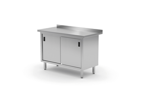 Stół przyścienny z szafką z drzwiami suwanymi 900x700x850 mm | TECHNICA, 1289070