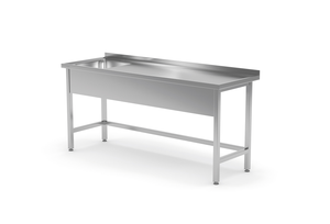 Stół ze zlewem jednokomorowym z lewej strony bez półki 1300x600x850 mm | TECHNICA, 211L1360