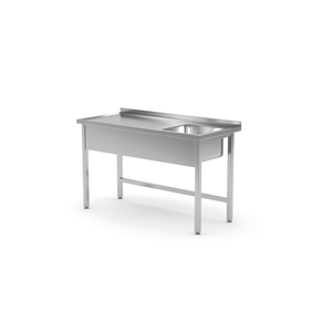 Stół ze zlewem jednokomorowym z prawej strony bez półki 900x600x850 mm | TECHNICA, 212P9060