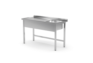 Stół ze zlewem jednokomorowym z prawej strony bez półki 1100x700x850 mm | TECHNICA, 212P1170