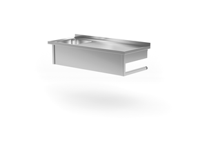 Stół wiszący ze zlewem jednokomorowym z lewej strony 1000x700x300 mm | TECHNICA, 212WL1070