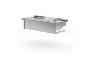 Stół wiszący ze zlewem jednokomorowym z prawej strony 1000x600x300 mm | TECHNICA, 212WP1060