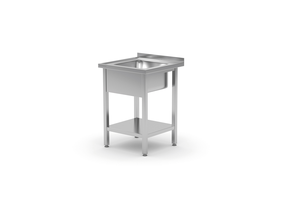 Stół ze zlewem jednokomorowym z półką 600x700x850 mm | TECHNICA, 2136070