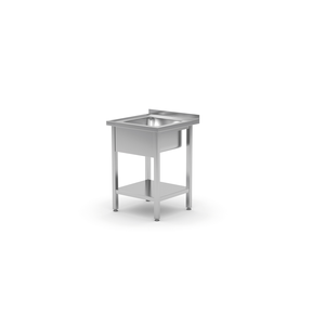 Stół ze zlewem jednokomorowym z półką 700x700x850 mm | TECHNICA, 2137070