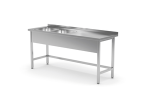 Stół ze zlewem dwukomorowym z lewej strony bez półki 1600x600x850 mm | TECHNICA, 221L1660