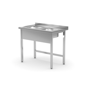 Stół ze zlewem dwukomorowym bez półki 800x600x850 mm | TECHNICA, 222MK8060