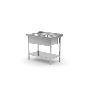 Stół ze zlewem dwukomorowym z półką 1000x600x850 mm | TECHNICA, 2231060