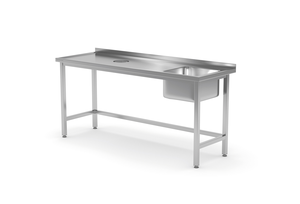 Stół ze zlewem z prawej strony i otworem na odpadki 1300x700x850 mm | TECHNICA, 237P1370