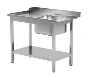 Stół załadowczy lewy ze zlewem i półką do zmywarki kapturowej 1100x700x850 mm | TECHNICA, 239L1170