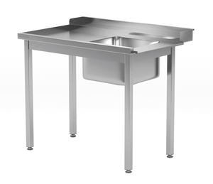 Stół załadowczy lewy ze zlewem do zmywarki kapturowej 1400x700x850 mm | TECHNICA, 249L1470