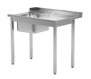 Stół załadowczy prawy ze zlewem do zmywarki kapturowej 1300x700x850 mm | TECHNICA, 249P1370