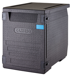 Termos transportowy z 6 wbudowanymi prowadnicami na 6 blach 600x400 mm, 126 l, głębokość 615 mm, ładowany od przodu, 770x540x687 mm, czarny | CAMBRO, GoBox