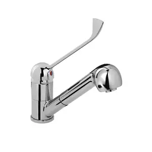 Bateria kuchenna 250 mm, zlewozmywakowa, jednootworowa, łokciowa z obrotową i wyciąganą wylewką 230 mm, chromowana | MONOLITH, R0201020206