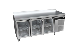 Stół chłodniczy 3-drzwiowy ze szklanymi drzwiami, GN 1/1, 1792x700x850 mm | ASBER, Green Line