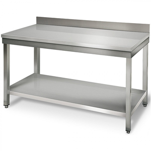 Stół przyścienny z półką, skręcany, 600x600x850 mm | TECHNICA, Silver Line
