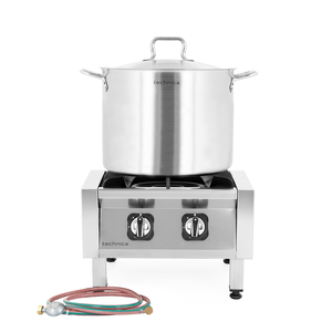 [Zestaw] Taboret gazowy 500x500x350 mm, 17,0 kW + Reduktor z wężem (G30), 2000 mm + Garnek średni 37,7 l, 400 mm z pokrywką