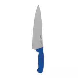 Nóż kucharski HACCP 400 mm, ostrze szerokie, gładkie, spiczaste 265 mm, niebieski | TECHNICA, Silver Line