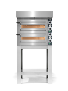 Piec do pizzy 2-komorowy, sterowany manualnie, 4x pizza 30 cm, 6,4 kW, 900x600x690 mm | CUPPONE, Tiziano