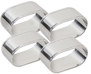 Pierścienie posrebrzane do serwetek, owalne 50x25x30 mm, komplet 4 sztuk | CONTACTO, Silver Line