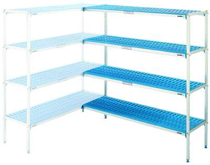 Regał narożny aluminiowo-polietylenowy, 4-półkowy, 5560x400x1750 mm | EDENOX, Zestaw-630