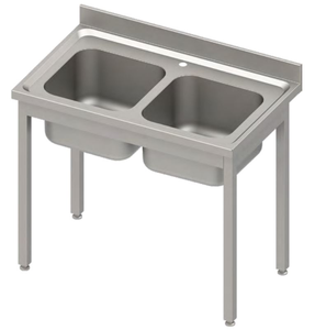 Stół ze zlewem dwukomorowym bez półki, 1000x600x850 mm | STALGAST, 984536100