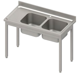 Stół ze zlewem dwukomorowym z prawej strony bez półki, 1100x700x850 mm | STALGAST, 984547110