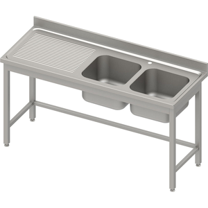 Stół ze zlewem dwukomorowym z prawej strony bez półki, 1900x700x850 mm | STALGAST, 984557190