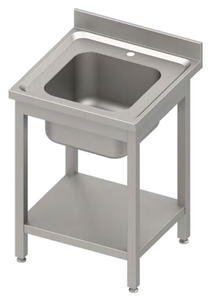 Stół ze zlewem jednokomorowym i półką, 700x700x850 mm | STALGAST, 984457070