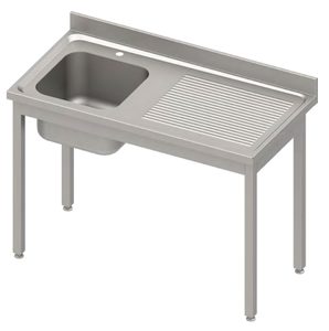 Stół ze zlewem jednokomorowym z lewej strony bez półki, 900x700x850 mm | STALGAST, 984437090