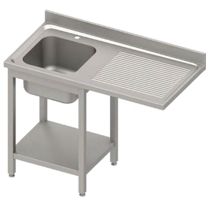 Stół ze zlewem jednokomorowym z lewej strony i miejscem na lodówkę lub zmywarkę, 1800x600x900 mm | STALGAST, 984906180