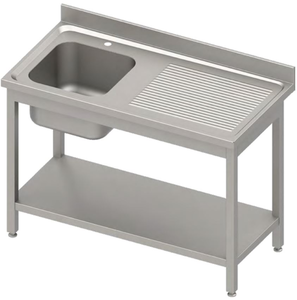 Stół ze zlewem jednokomorowym z lewej strony i półką, 1100x700x850 mm | STALGAST, 984477110