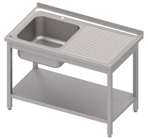 Stół ze zlewem jednokomorowym z lewej strony i półką, 900x700x850 mm | STALGAST, 983157090