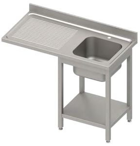 Stół ze zlewem jednokomorowym z prawej strony i miejscem na lodówkę lub zmywarkę, 1400x700x900 mm | STALGAST, 984897140