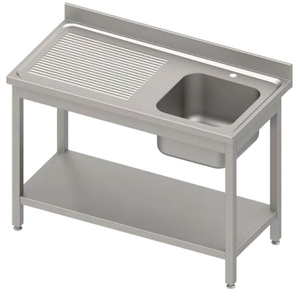 Stół ze zlewem jednokomorowym z prawej strony i półką, 1100x700x850 mm | STALGAST, 984467110