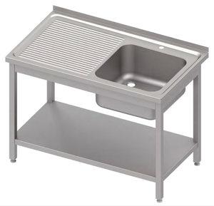 Stół ze zlewem jednokomorowym z prawej strony i półką, 900x700x850 mm | STALGAST, 983147090