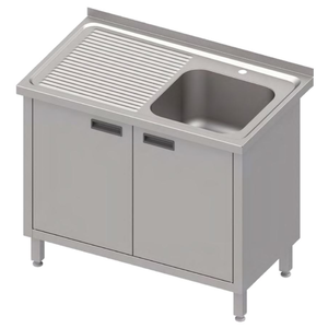 Stół ze zlewem jednokomorowym z prawej strony z szafką, 800x700x850 mm | STALGAST, 983867080