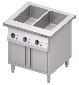 Bemar wodny dwukomorowy z szafką grzewczą 2x GN 1/1, 3,2 kW, 799x750x880 mm | STALGAST, ST227081