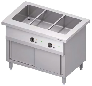 Bemar wodny jednokomorowy z szafką grzewczą 3x GN 1/1, 4 kW, 1132x750x880 mm | STALGAST, ST225111