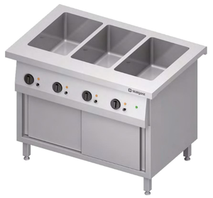 Bemar wodny trzykomorowy z szafką grzewczą 3x GN 1/1, 4 kW, 1132x750x880 mm | STALGAST, ST228111