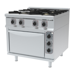 Kuchnia gazowa, 4-palnikowa, wolnostojąca, piekarnik elektryczny, linia 900, 20,3 kW, 900x900x900 mm | TECHNICA, 249520