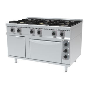 Kuchnia gazowa, 6-palnikowa, wolnostojąca, piekarnik elektryczny, linia 900, 27,7 kW, 1400x900x900 mm | TECHNICA, 269527