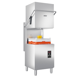 Zmywarka kapturowa sterowana cyfrowo z dozownikiem płynu nabłyszczającego i myjącego, z pompą spustową, kosz 500x500 mm, 630x750x1482 mm | ASBER, GTX-H500 B DD